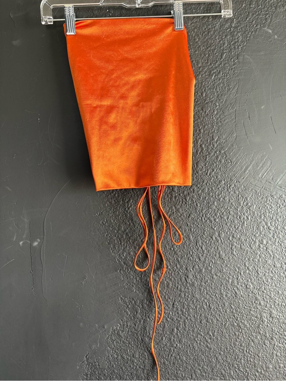 Better Be Orange Satin Drawstring Strapless Shirt